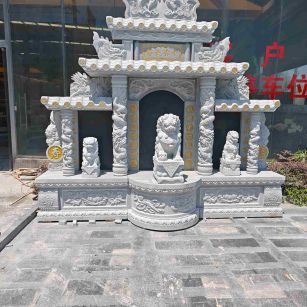 兰州芝麻白中国黑石材套墓 花岗岩墓碑