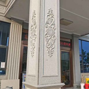 兰州芝麻白别墅雕刻柱子  黄金麻