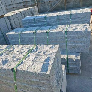 兰州芝麻白自然面整石 坐凳